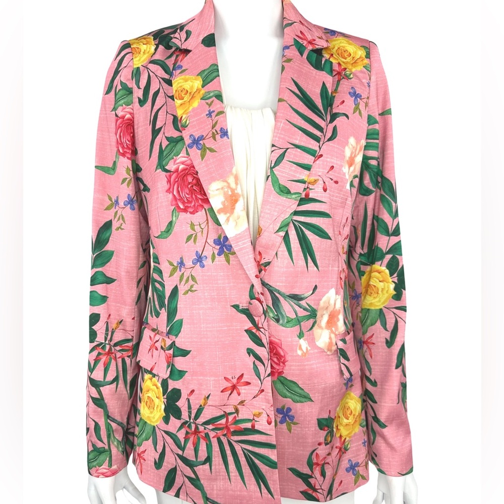 Rachel Zoe Pink and Red Blazer with Tropical Floral Print - Picture 8 of 10